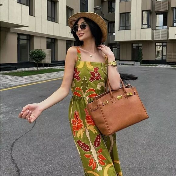 Zara Cotton Printed Midi Dress New - Picture 7 of 16